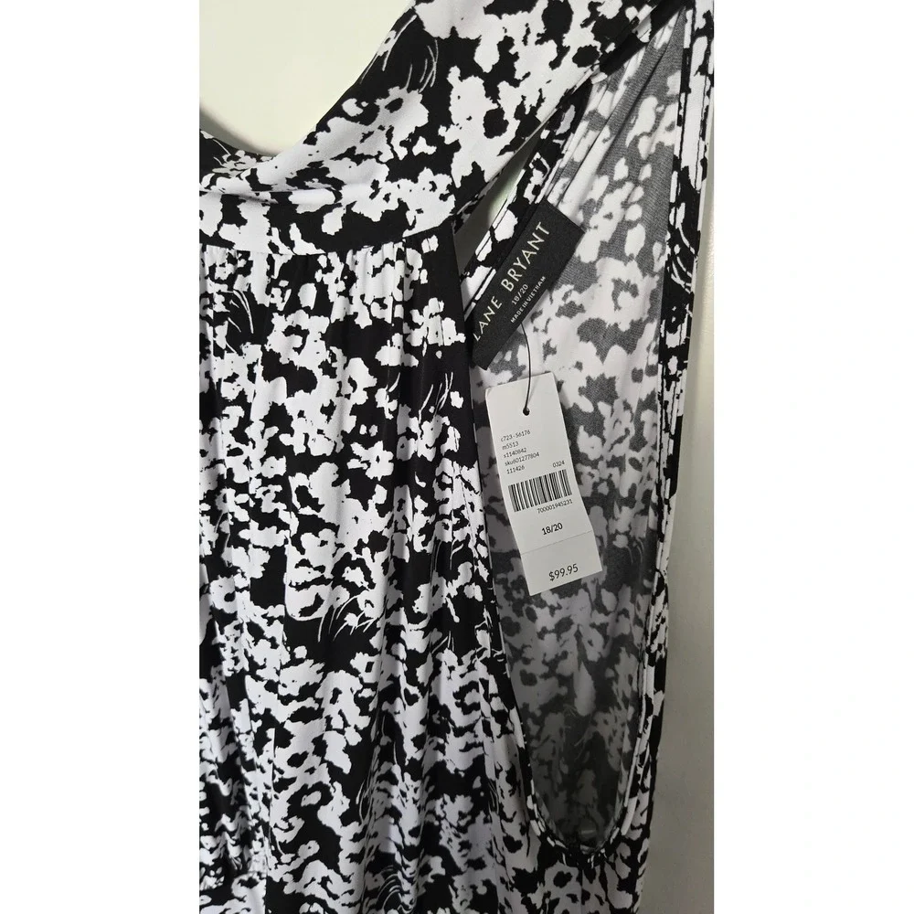 Lane Bryant Black‎ White Floral Maxi Dress Sleeveless Tie Back Size 18/20 NEW